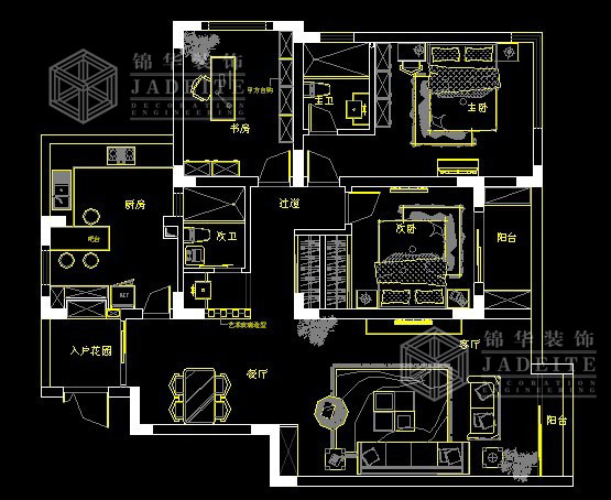 钟鼎山庄B1户型128平米 户型