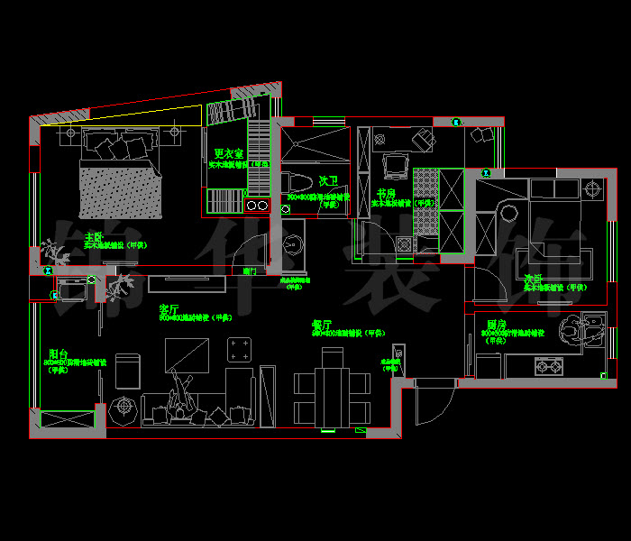 南京万达广场A41户型96平米 户型