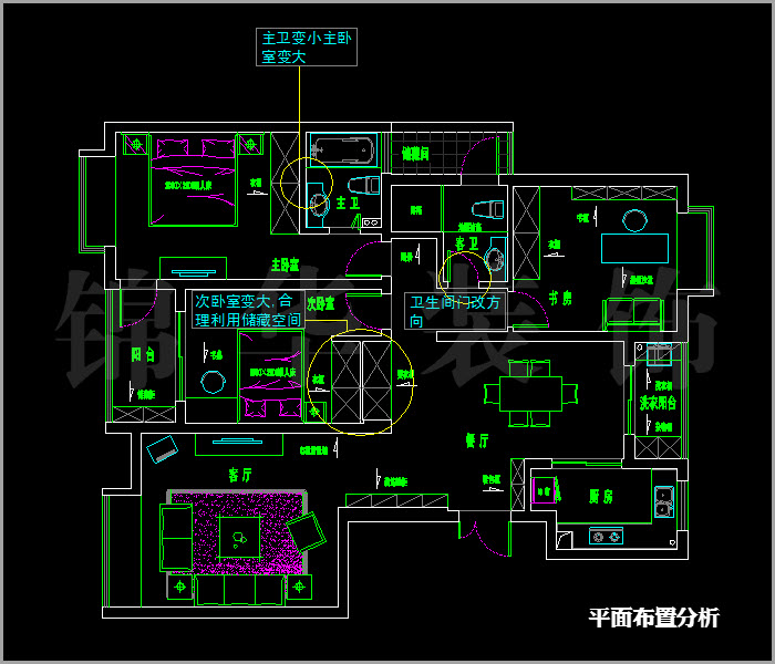 辰龙绿苑三房两厅两卫139平米 户型