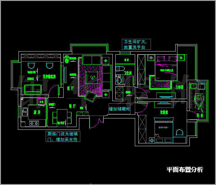 辰龙绿苑西苑三房两厅一卫110平米 户型