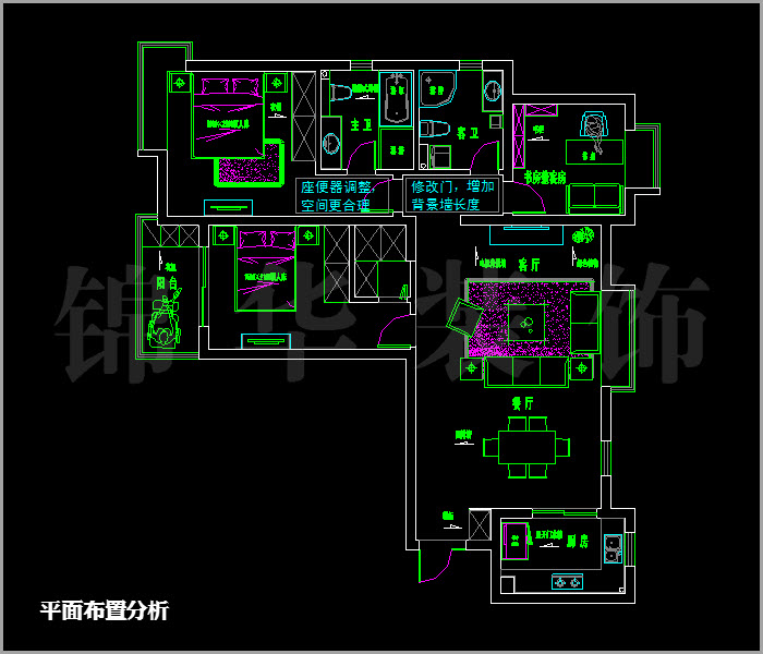 西堤国际西堤坊三房两厅两卫135平米 户型
