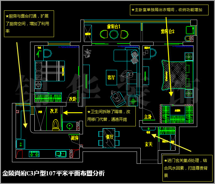 金陵尚府C3户型107平米 户型