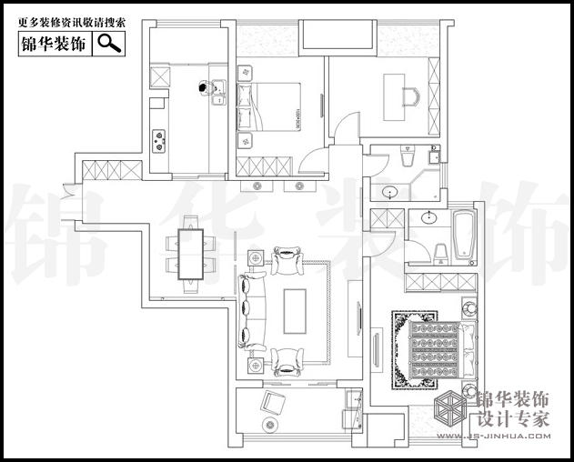 苏宁睿城2栋D户型134平米 户型