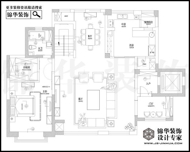 五矿御江金城E1户型280平米  户型