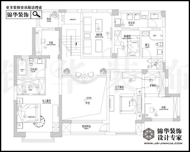 五矿御江金城E1户型280平米  户型