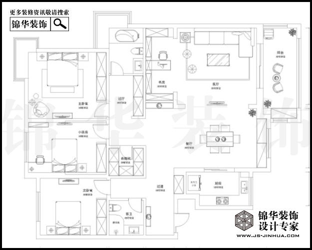 天正滨江E1户型183平米 户型